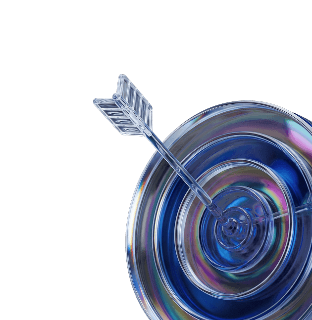 Glass target with an arrow in the bullseye